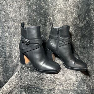 Kensie Black Ankle Boots with Strap Detail